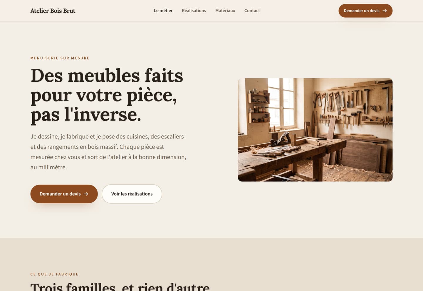Aperçu du site Atelier Bois Brut