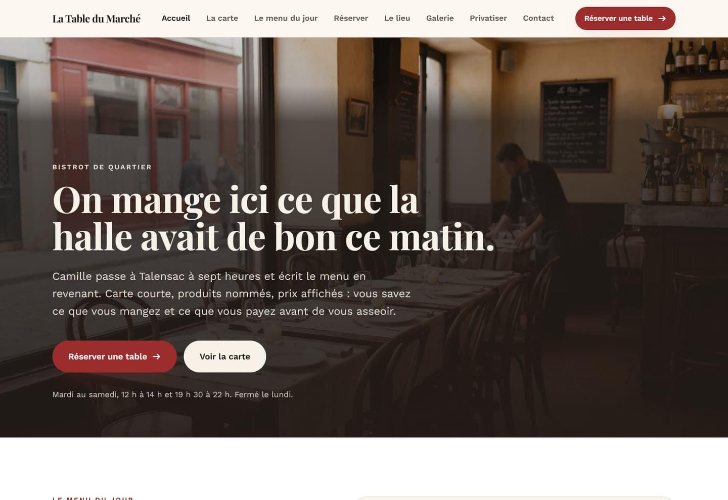 Aperçu du site La Table du Marché